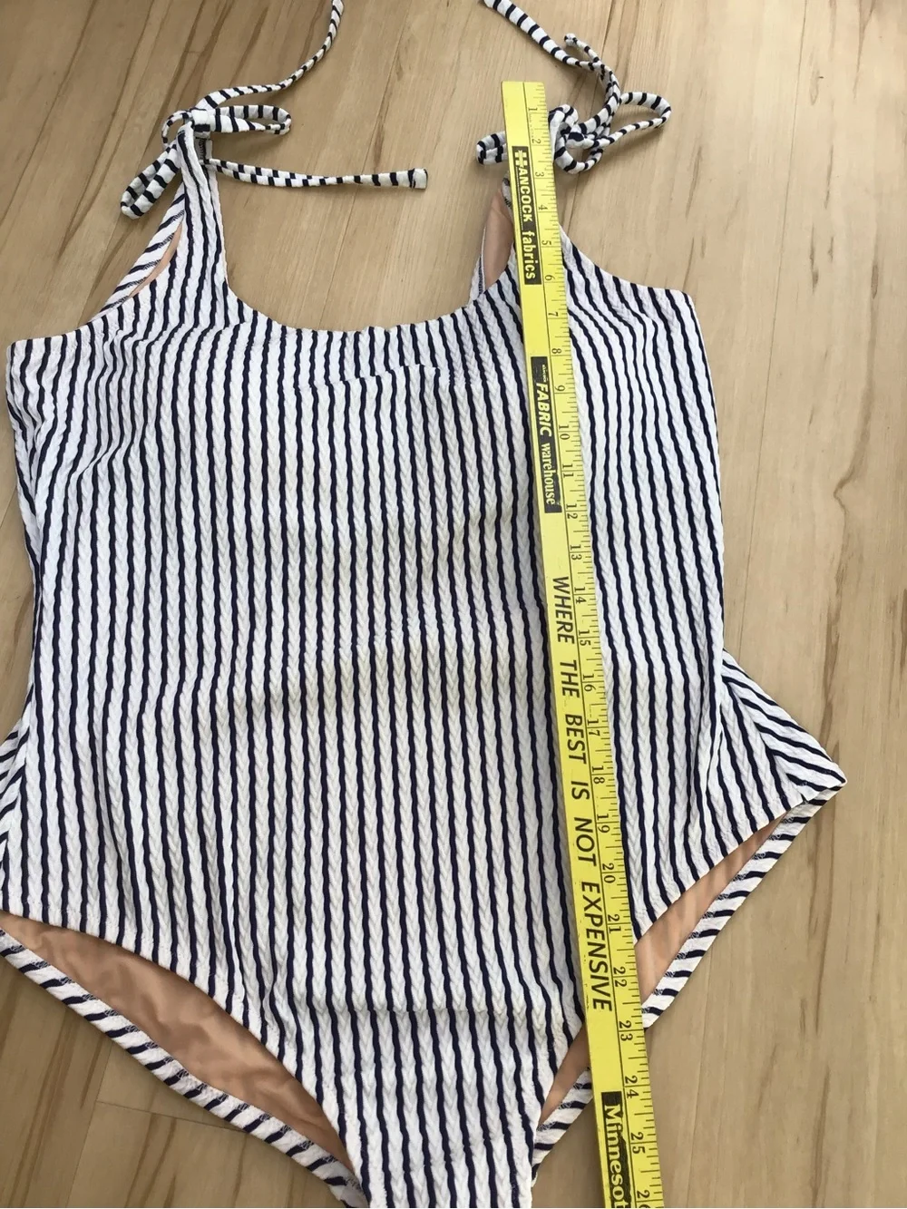 J. Crew Navy & White Striped Tie-Shoulder‎ One-Piece Swimsuit XXL Nautical NWT